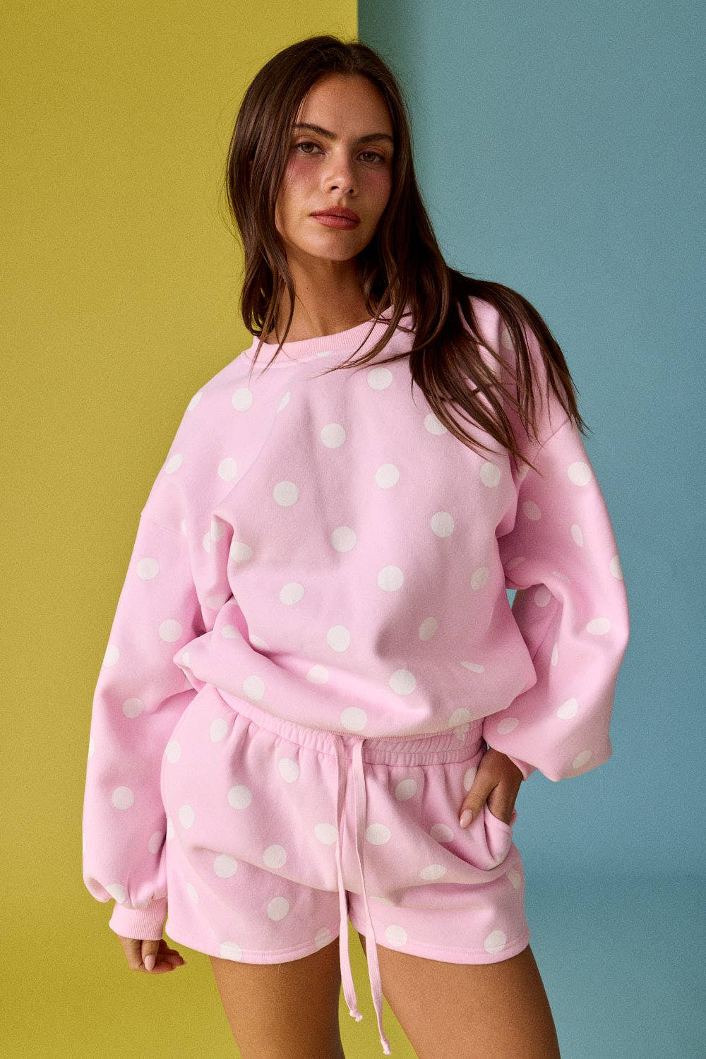 Pink Polka Dot Fleece Set