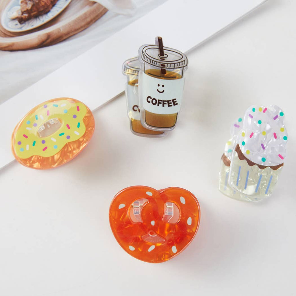 Coffee & Treats Small Hair Claw Clip Set
