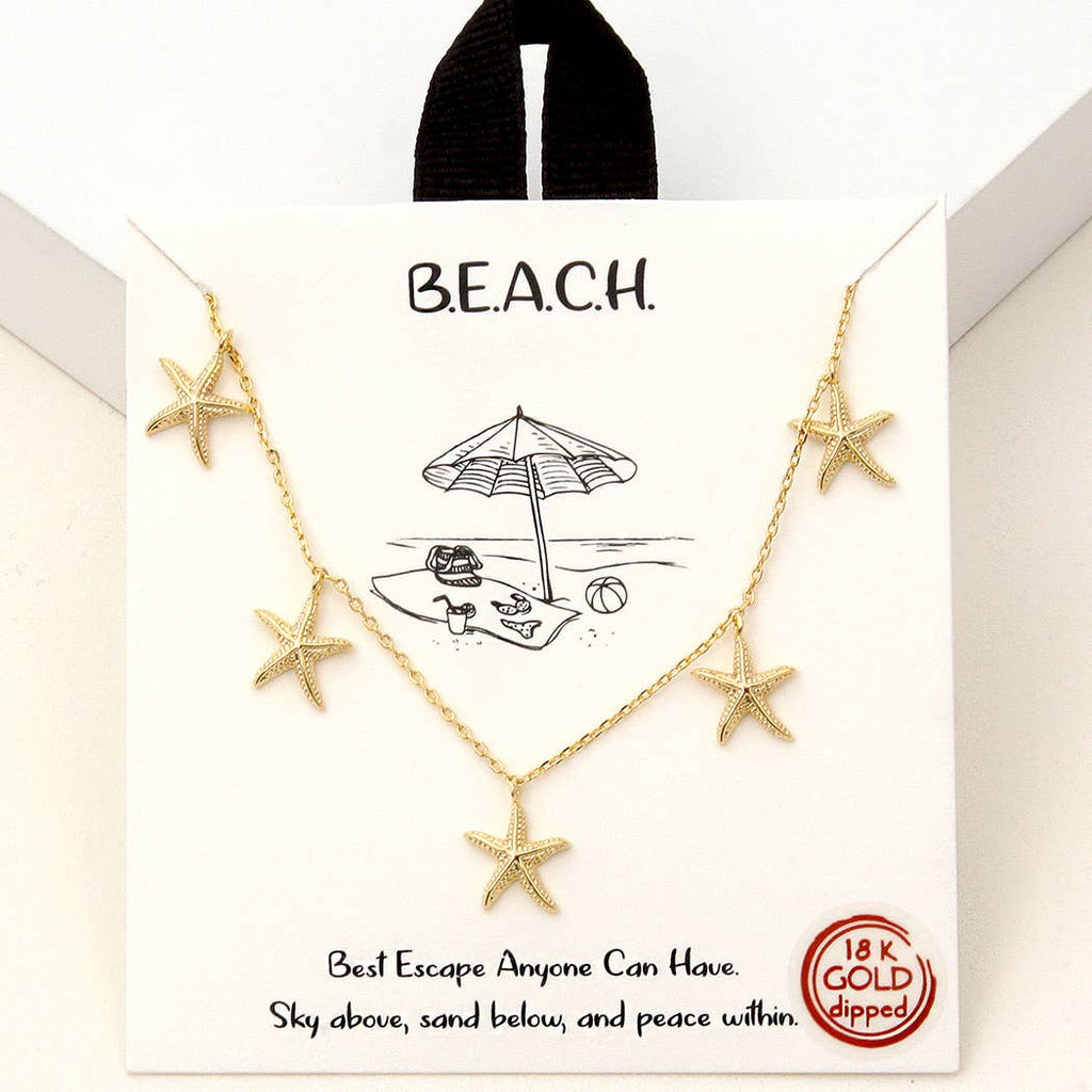 Gold-Dipped Starfish Station Necklace