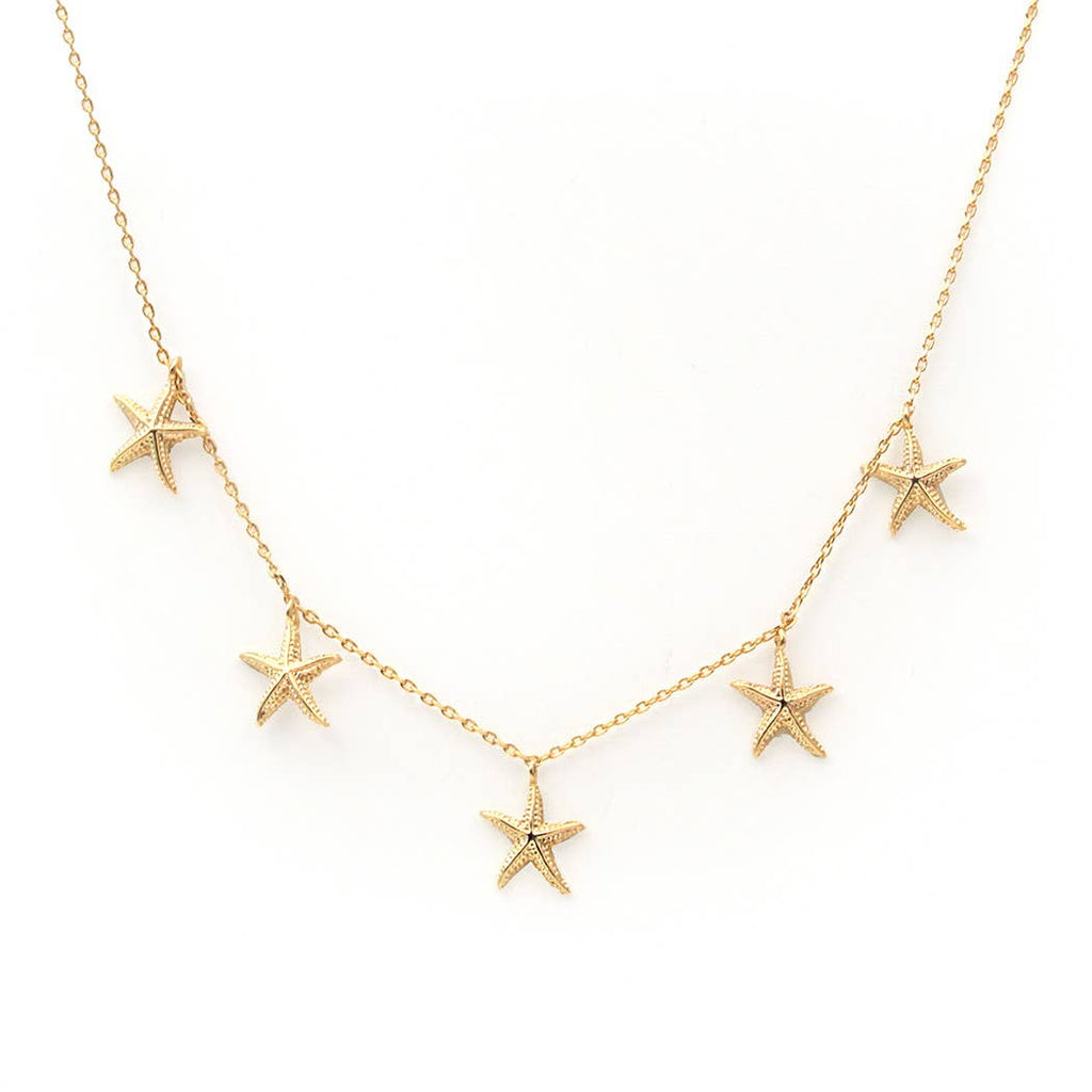 Gold-Dipped Starfish Station Necklace