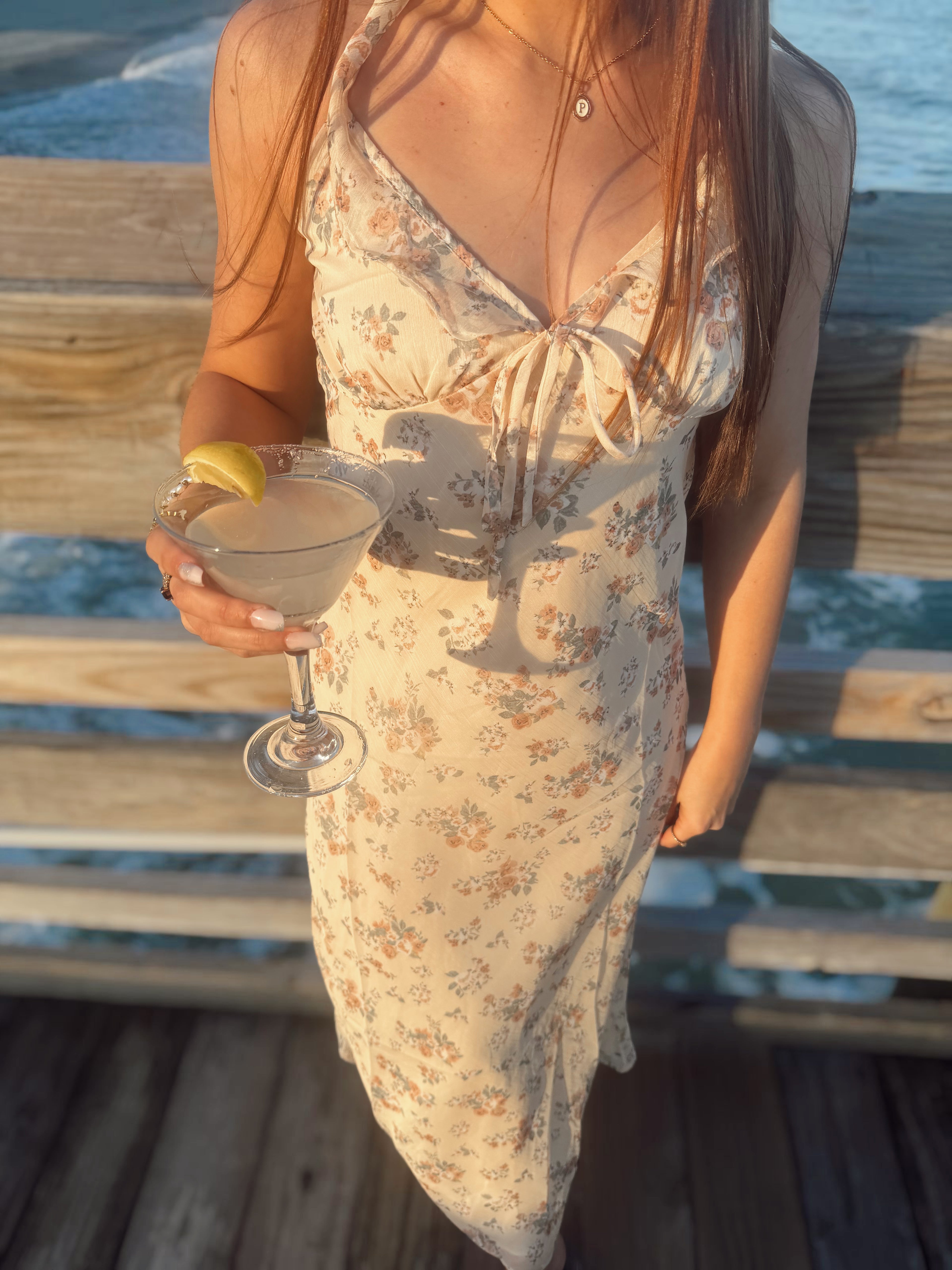 Floral Ruffle Strap Midi Dress