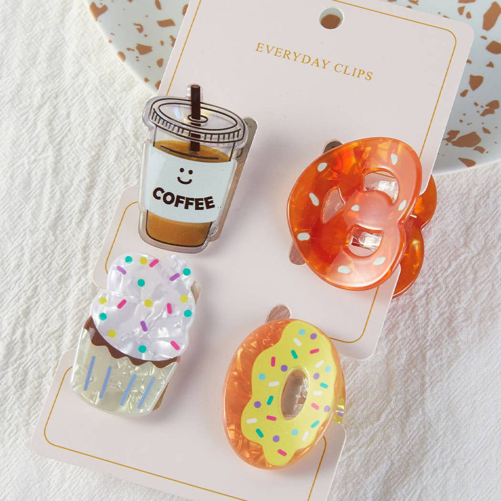 Coffee & Treats Small Hair Claw Clip Set