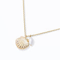 Gold-Dipped Seashell and Pearl Necklace