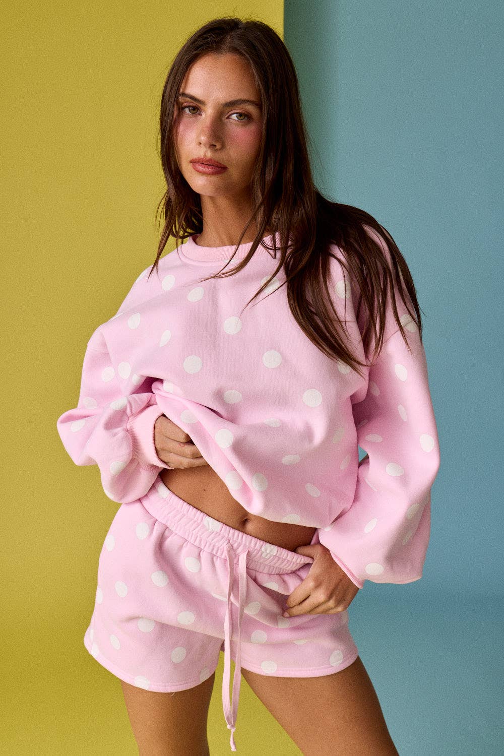 Pink Polka Dot Fleece Set